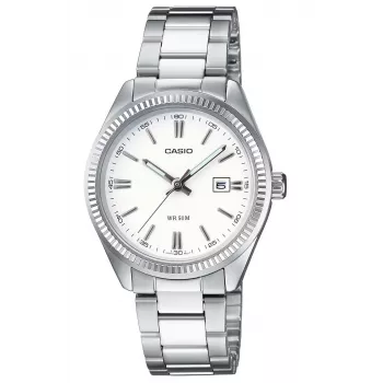 CASIO LTP1302PD7A1V Unisex Analog Quartz Watch, Silver Stainless Steel, 34.5 x 30.2 x 8.7 mm
