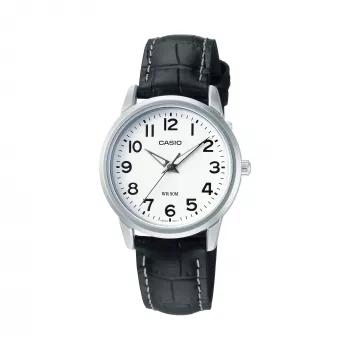 CASIO LTP1303PL7BVE Unisex Analog Watch - Stainless Steel Case, Black Leather Strap, 50m Water Resistance