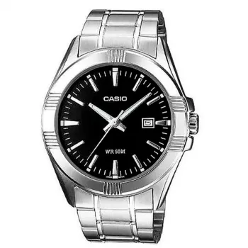 CASIO Men's Analog Watch MTP-1308D-1A Stainless Steel Bracelet 43.8mm Black Dial