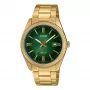 Casio Men's MTP-1302PGC-3AVEF Analog Quartz Watch, Gold-Tone Stainless Steel Bracelet with Green Dial