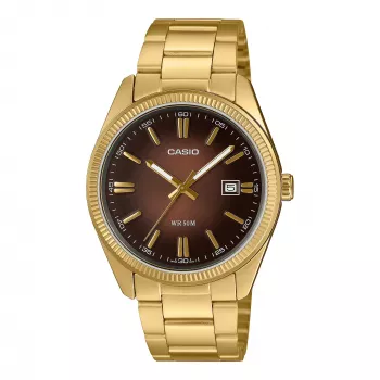 Casio Men's MTP1302PGC5AV Analog Stainless Steel Watch with Brown Dial and Rose Gold-Tone Finish