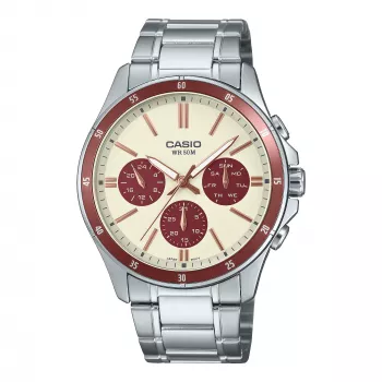 Casio Men's MTP1374D5A2VD Analog Stainless Steel Watch with Brown Dial and Day/Date Display