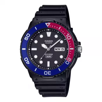 CASIO MRW-230H-1E2 Men's Analog Quartz Watch with Resin Band, 47.9mm Case, Black Dial, 100m Water Resistance