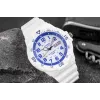CASIO MRW200HC7B2VD Men's Analog Quartz Watch with Day-Date Display, 100m Water Resistance, Resin Band, White Dial, Blue/Red Bezel