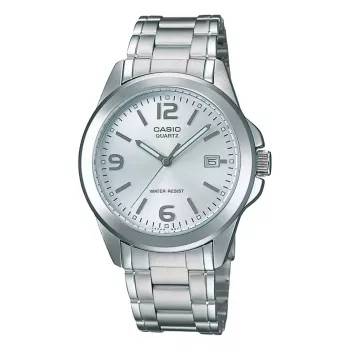 Casio MTP-1215A-7A Men's Analog Quartz Watch with Stainless Steel Band, Silver Dial, 38.4 mm Case, Day-Date Display, 50m Water Resistance