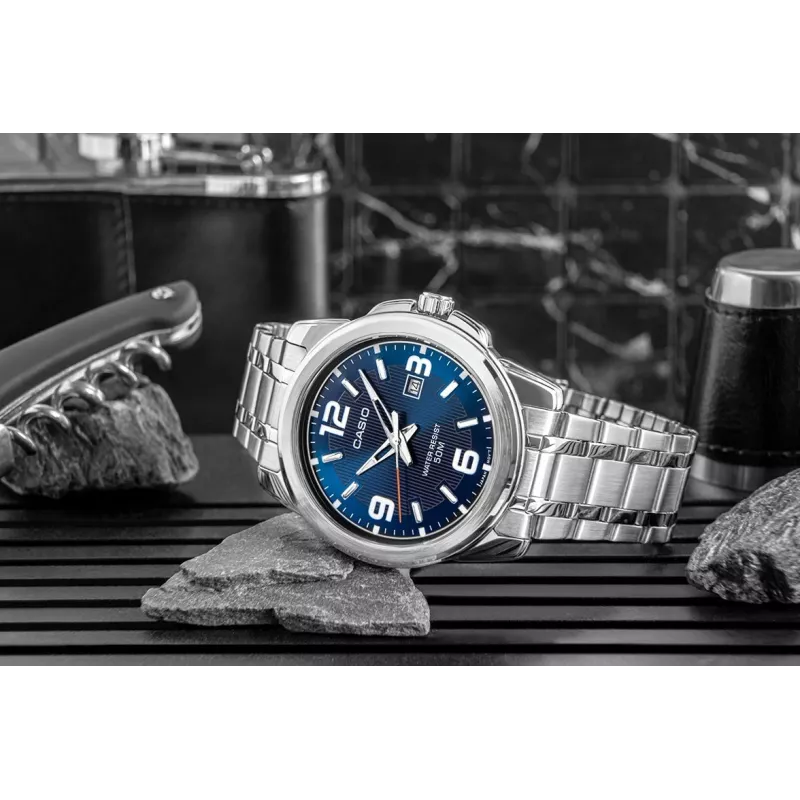 Casio MTP-1314D-2AVEF Men's Analog Quartz Watch, Blue Dial, Stainless Steel Band, 50m Water Resistance