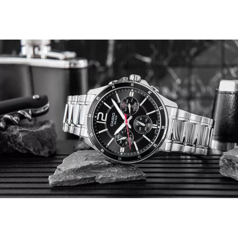 Casio MTP-1374D-1AV Men's Analog Quartz Watch Stainless Steel 43.5 mm