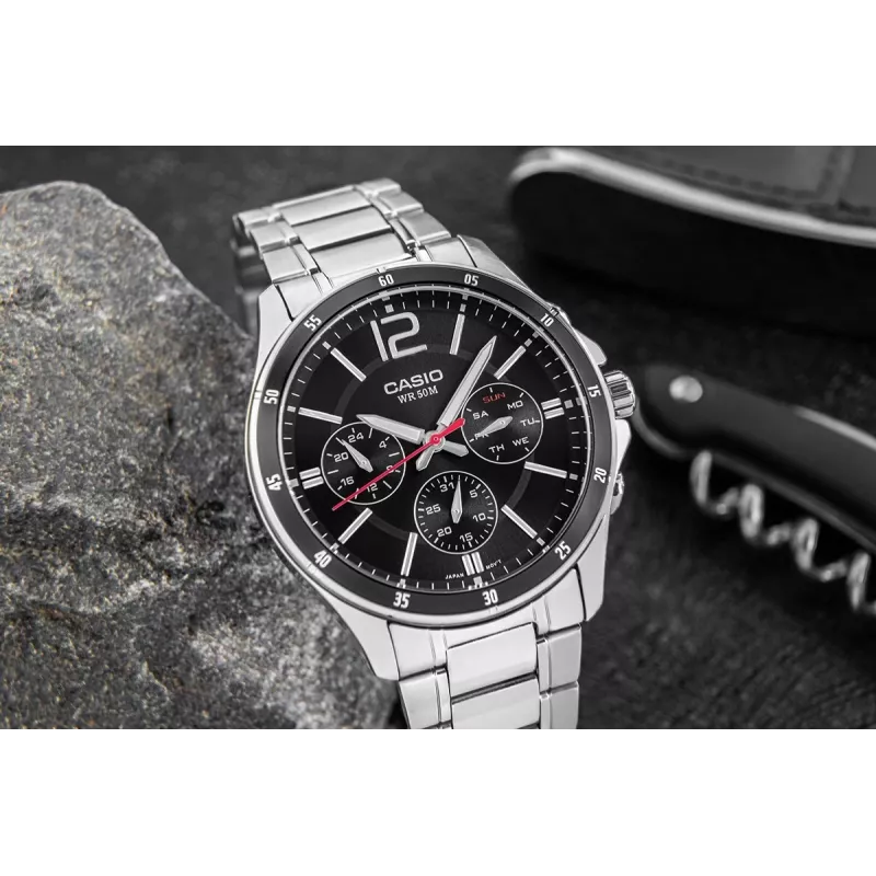 Casio MTP-1374D-1AV Men's Analog Quartz Watch Stainless Steel 43.5 mm