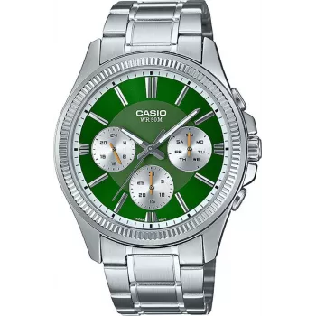 Casio MTP-1375D-3A Men's Analog Quartz Watch Green Dial Silver Stainless Steel