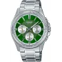 Casio MTP-1375D-3A Men's Analog Quartz Watch Green Dial Silver Stainless Steel