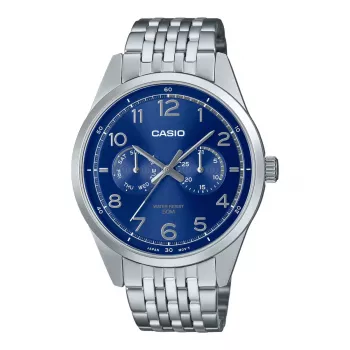 CASIO MTP-E340D-2AVDF Men's Analog Quartz Watch 42mm Stainless Steel Blue Dial Date