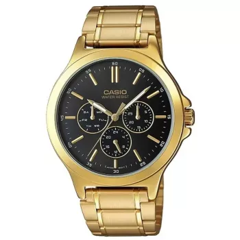 CASIO MTP-V300G-1AUDF Men's Analog Quartz Watch, 47mm Gold-Tone Ion Plated Stainless Steel Case, Black Dial, Day-Date