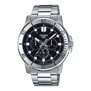 CASIO MTP-VD300D-1E Men's Analog Quartz Stainless Steel Watch 45mm Black Dial