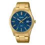 CASIO MTPVD03G2AUDF Men's Analog Quartz Watch, 45mm Stainless Steel Case, Blue Dial, Gold-tone Bracelet, 50m Water Resistance