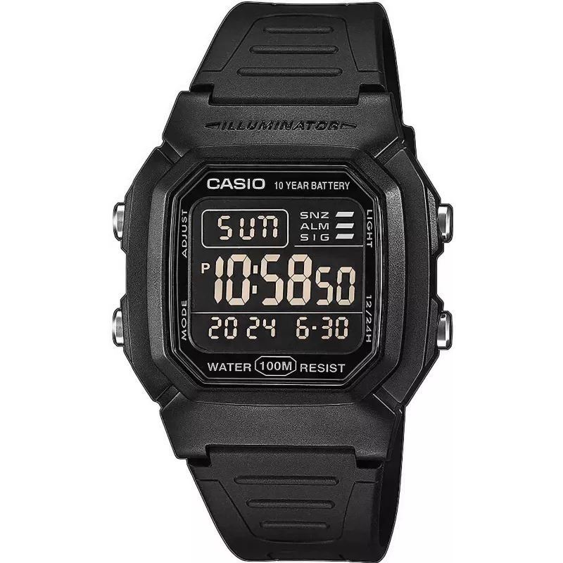 Casio W-800H-1BVES Men's Digital Watch 100m Water Resistant Quartz Movement