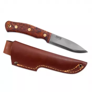 Casström No.10 SFK Järv Knife - Sandvik 14C28N Stainless Steel, Curly Birch Handle, Leather Sheath