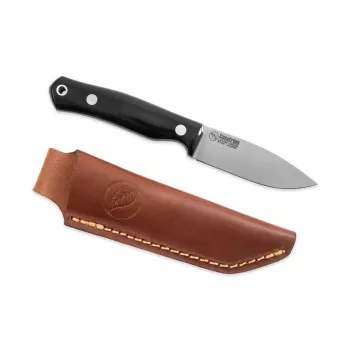 Casström No.8 SFK Fixed Blade Bushcraft Knife, Black Micarta Handle, 14C28N Steel