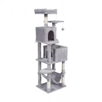 Cat Tree 48x40x155 cm, Grey, REBEL ANIMALS