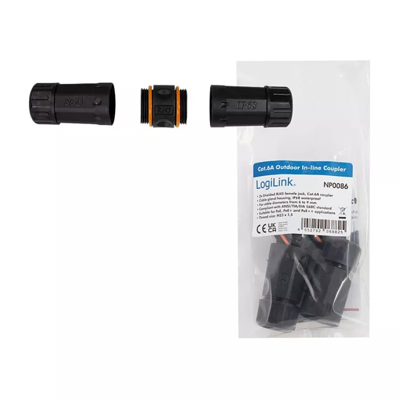 CAT6a Outdoor Coupler IP68 RJ45 Female to Female Shielded Ethernet Connector