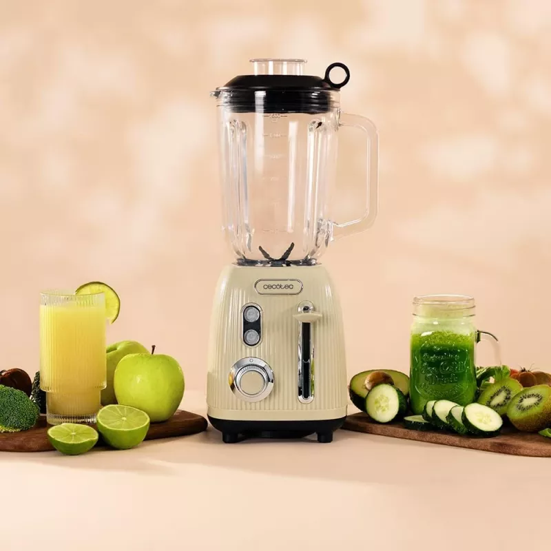 Cecotec Blender Power Black Titanium RetroGreen, 1200 W, 1.5 L Glass Jar, Green