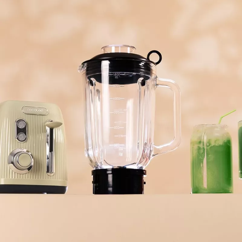 Cecotec Blender Power Black Titanium RetroGreen, 1200 W, 1.5 L Glass Jar, Green