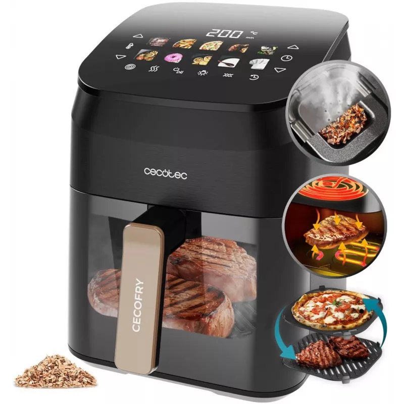 Cecotec Cecofry&Grill Smokin' 4500 Air Fryer with Grill & Smoker, 4.5 L, 1700 W, Black
