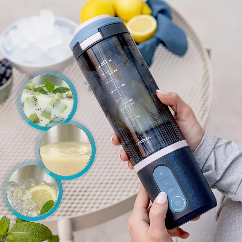 Cecotec Power Titanium Shake2Go Portable Blender, 180 W, BPA-Free Jar, 0.6 L, Lagoon