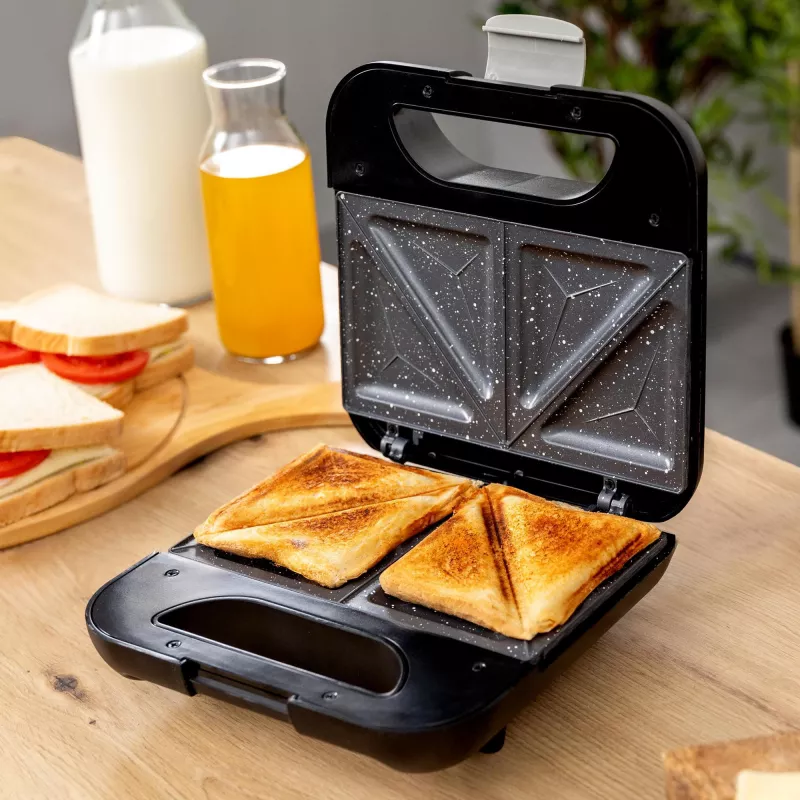CECOTEC Rock'nToast Classic+ Sandwich Maker (Stainless Steel/Black, 800 W, for 2 Persons)