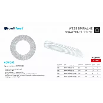 CELLFAST CF. Suction and Pressure Hose for Pumps 25mm x 20m Colourless ENERGO-FLEX for Stand