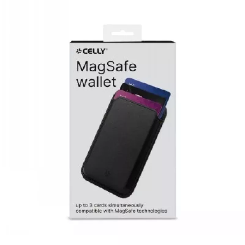 CELLY MAGWALLETBK MagSafe Magnetic Wallet with RFID Blocking, Black