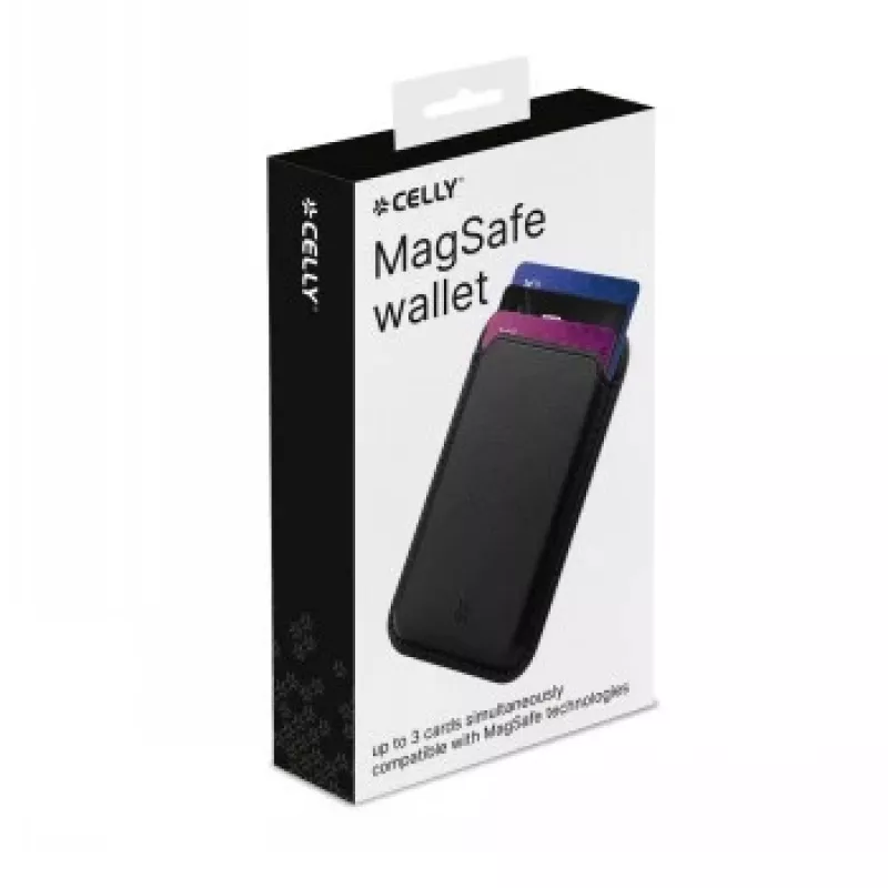 CELLY MAGWALLETBK MagSafe Magnetic Wallet with RFID Blocking, Black