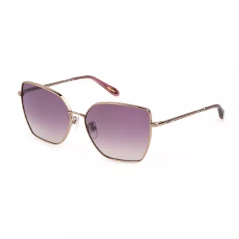 Chopard Women's Cat Eye Sunglasses SCHF76V59A39V Gold-Tone Metal Frame Brown Gradient Lens 59mm