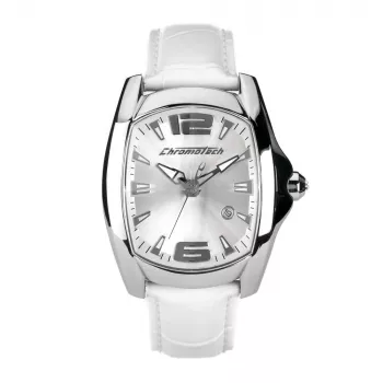 CHRONOTECH CT7107M06 Men's Analog Quartz Watch 40mm Black Dial Leather Strap