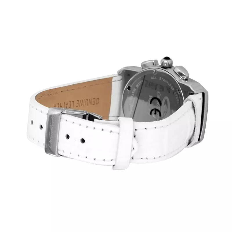 CHRONOTECH CT7280M-06 Men's Quartz Analog Watch 38mm Stainless Steel Black Dial Leather Strap