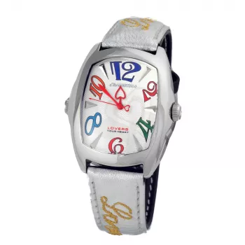 CHRONOTECH CT7696L-12 Prisma Unisex Quartz Watch 34 mm White Dial White Leather Strap