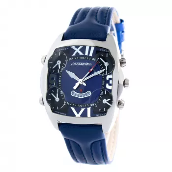 CHRONOTECH MAN CT7677M-03 45mm Analog Quartz Chronograph Watch Black Dial Leather Strap