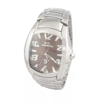 CHRONOTECH MAN CT7988M-65M Analog Quartz Watch 41mm Stainless Steel Black Dial Silver Milanese Bracelet
