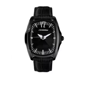CHRONOTECH Men's Watch CT7219M03 40mm Analog Quartz Stainless Steel Black Dial Leather Strap