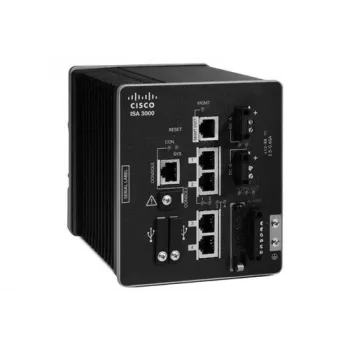 Cisco ISA 3000 Industrial Security Appliance with 2 Copper and 2 Fiber Ports, 1 Gbps Firewall Throughput, DIN-Rail Mountable
