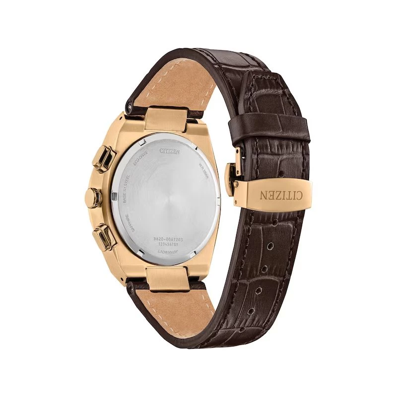 CITIZEN Eco-Drive Chronograph Watch CA4583-01E 43mm Brown Leather