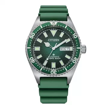 CITIZEN Men's Automatic Diver Watch NY0121-09X 41mm Green Dial Rubber Strap