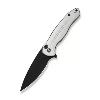CIVIVI Button Lock Kitefin Folding Knife Silver Aluminum 14C28N