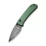 CIVIVI Qubit Damascus Aluminum Green Folding Knife, Wharncliffe Blade, Button Lock, 2.98 inch Damascus Steel, Green Aluminum Handle, EDC Pocket Knife by Justin Lundquist