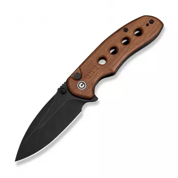 CIVIVI Triptych 14C28N Guibourtia Wood Folding Knife, Drop Point Satin Blade, Liner Lock, Reversible Clip