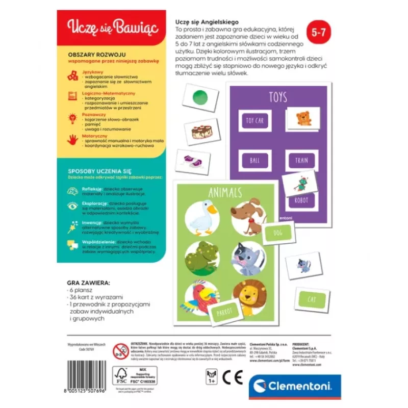 Clementoni Educational Game I'm Learning English Play and Learn Polish Language 28350