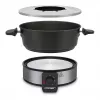 Cloer 6679 Electric Fondue Set 1000W Black Stainless Steel Pot 8 Forks
