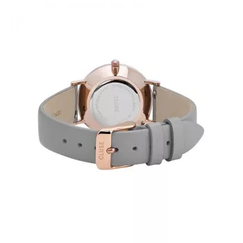 CLUSE Women's Watch CL30049 33 mm Rose Gold Stainless Steel Case Grey Leather Strap