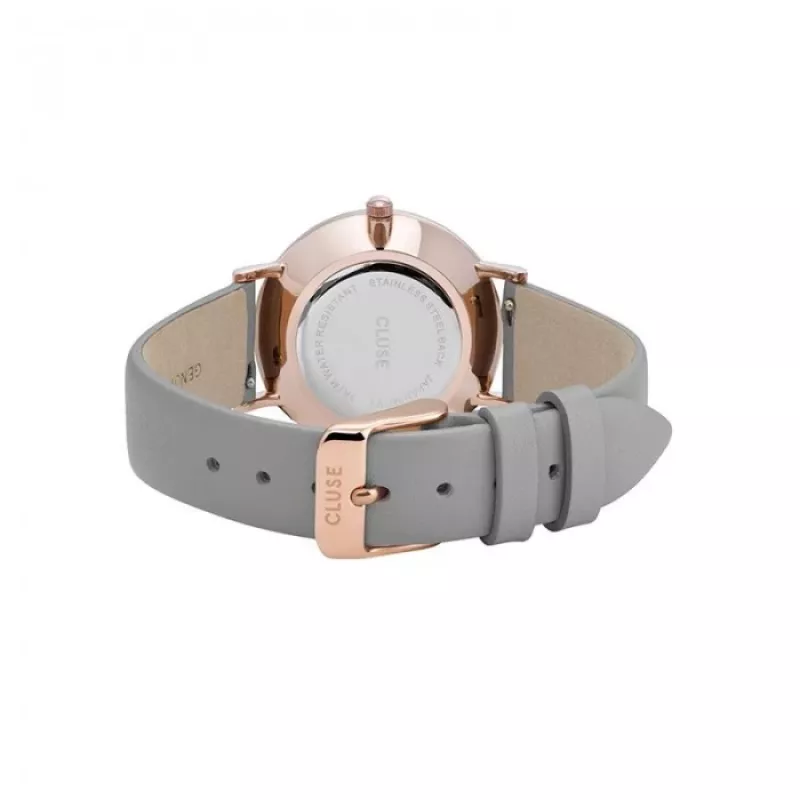 CLUSE Women's Watch CL30049 33 mm Rose Gold Stainless Steel Case Grey Leather Strap