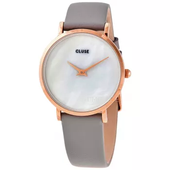 CLUSE Women's Watch CL30049 33 mm Rose Gold Stainless Steel Case Grey Leather Strap