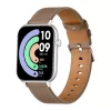 COLMI C28 Smartwatch – Silver + Brown Leather Strap